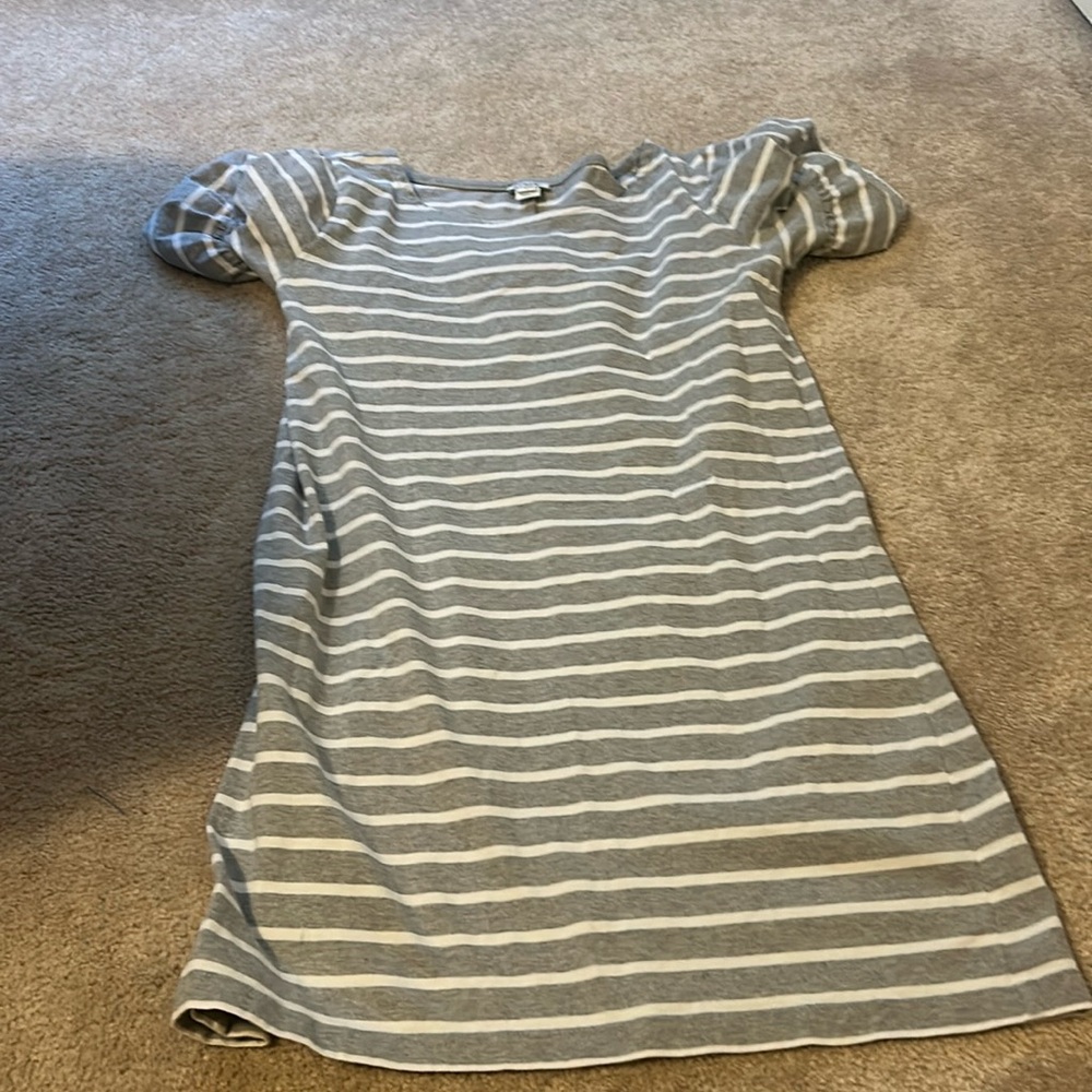 Gray and white striped dress